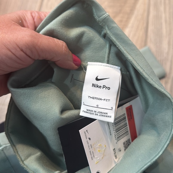 Nike Pro Therma Fit Shirt Slim Fit Green High Neck‎ Pockets Pullover Large NWT - Picture 10 of 12